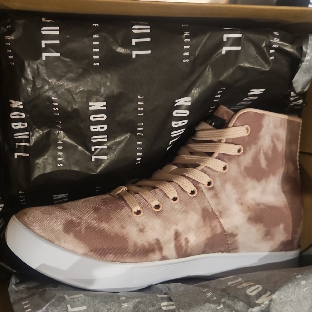NOBULL High-Top Sneakers in Pink Tie Dye and White